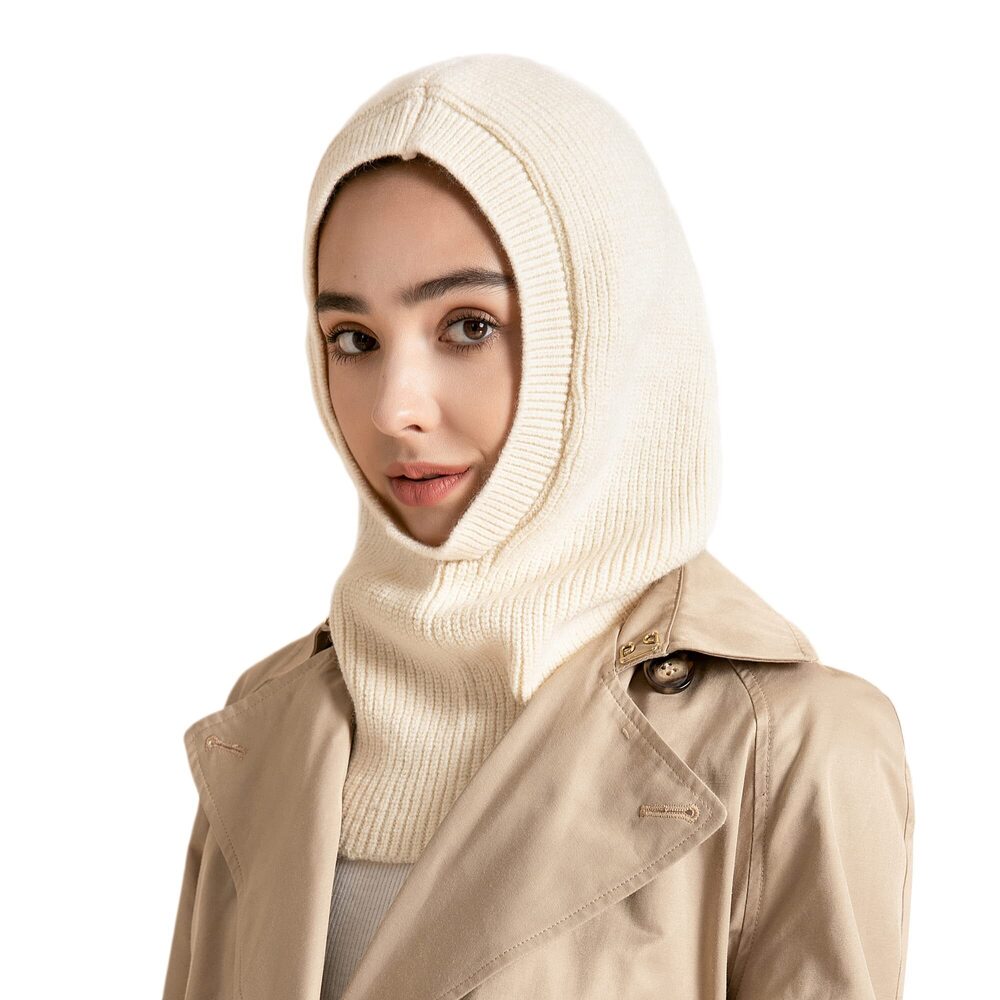 2511 Winter Knitted Winter Hat Windproof Hooded Scarf Balaclava Beanie Hat